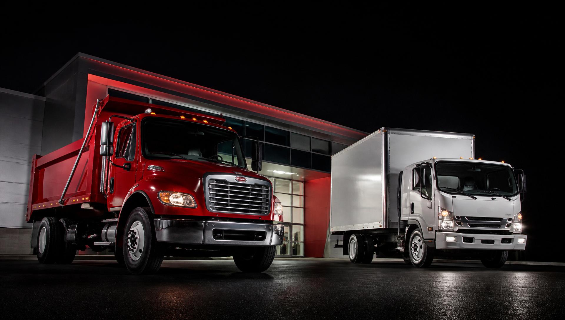 Freightliner M2 and Isuzu FTR trucks for sale at Sammy Gonzalez Trucks in Riverside, RI